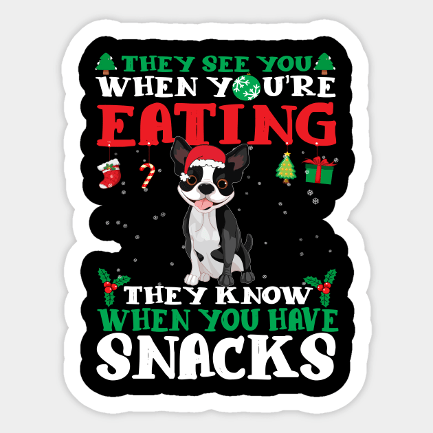 Christmas Dog Eating Snacks Sticker by CyberpunkTees